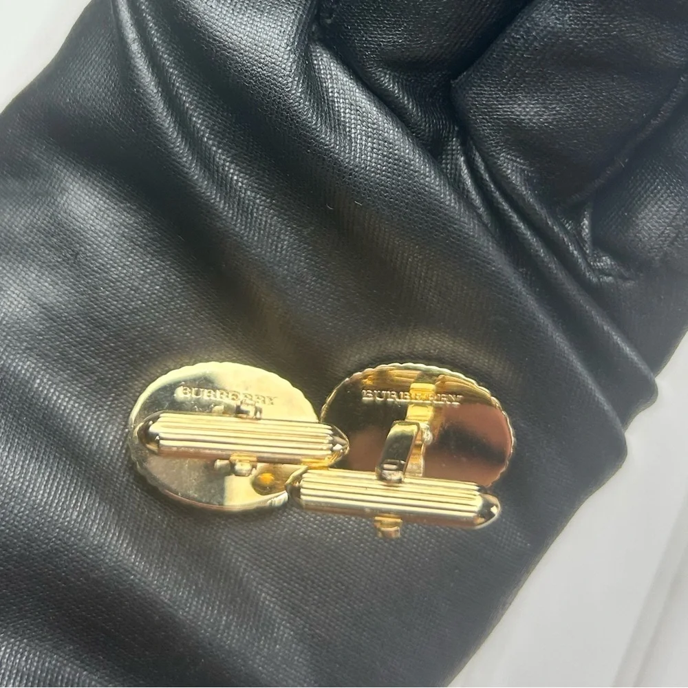 Burberry Vintage Gold Equestrian Cufflinks Knight Logo Oval Rare Designer